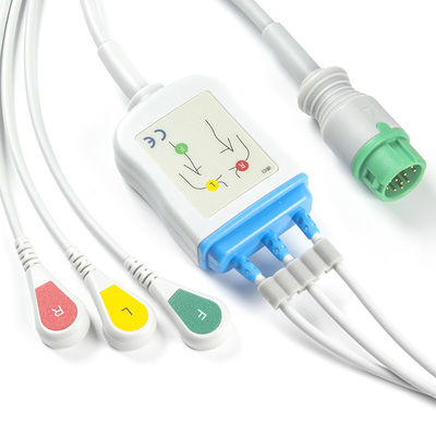 Mindray Datascope 040-000966-00 Kabels van EA6232A ECG en de Schakelaarecg Kabel 3 van Leadwires 12pin Loodcei breekt