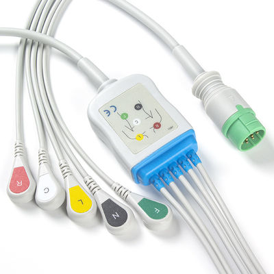 Mennenecg Kabel en Leadwires 5 Klem 12 van Loodcei de Kabel van Pin Connector ECG