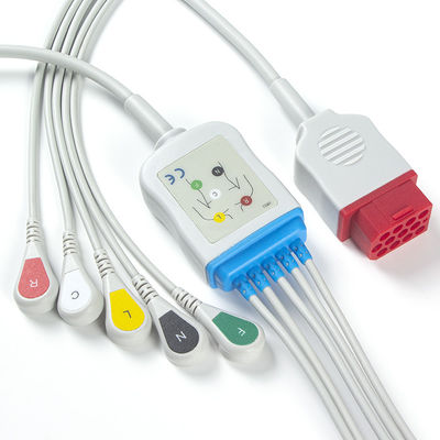 Kabels van het Bionet de Nieuwe BM3 BM5 BM7 5 Lood ECG en speld van de Kabelcei 12 van Leadwires de Onverwachte ECG