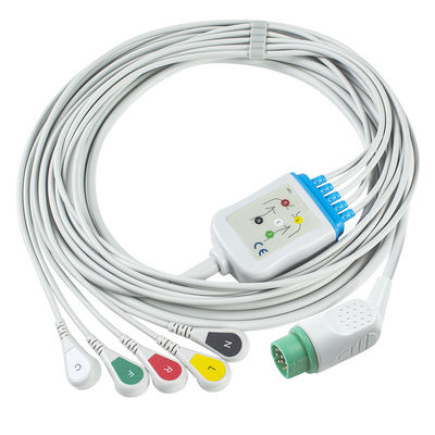 Compatibel Siemens Drager 5 Lead Iec Snap Ecg Lead Cable / Ecg Lead Wire Set