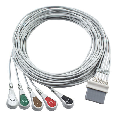 Schiller-ECG-kabels en looddraad 7pins Connector ECG-kabel 5 Lead IEC snap grabber