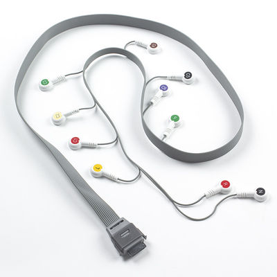 Grauw 10 Lead ECG Holter kabel compatibel voor Edan Biomedisch Instrument IEC Snap