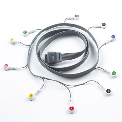 Grauw 10 Lead ECG Holter kabel compatibel voor Edan Biomedisch Instrument IEC Snap