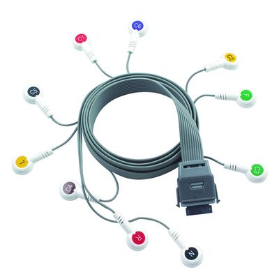 Grauw 10 Lead ECG Holter kabel compatibel voor Edan Biomedisch Instrument IEC Snap