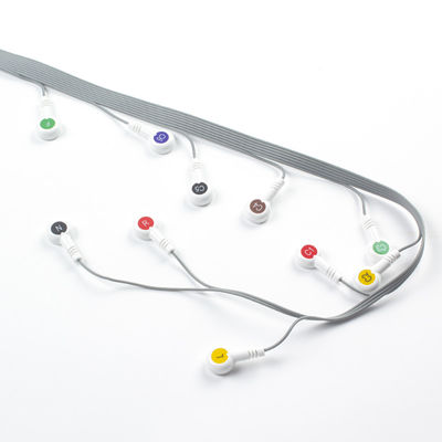 Grauw 10 Lead ECG Holter kabel compatibel voor Edan Biomedisch Instrument IEC Snap