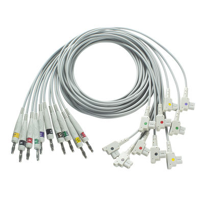 Compatibele GE ECG-diagnostische kabel 10Lead IEC Banana voor GE AM4, AM5, CASE 12, CASE 15, CASE 16,CENTRA MAC12
