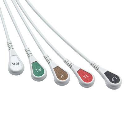 Grijzige IVY 5Lead ECG kabel AHA Snap 1m 3,0 diameter