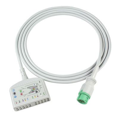 TPU Dynascope DS-5100E 12Pin EKG Patiëntkabel 10Lead voor volwassen/pediatrische compatibiliteit