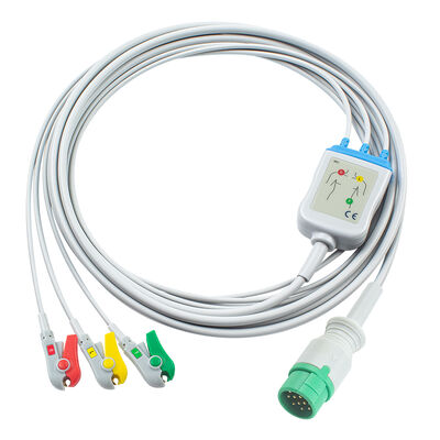 Emtel Fx2000 EKG-kabels en looddraad 12pin connector EKG-kabel 3 5 Lead IEC AHA Snap Grabber Clip