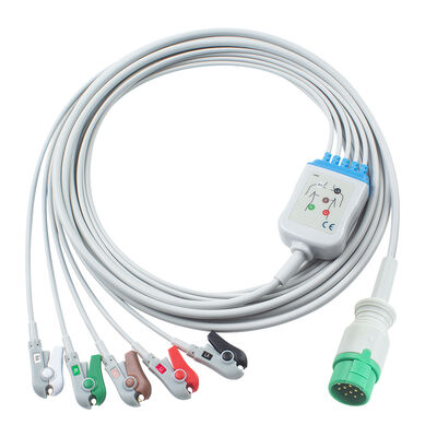 Emtel Fx2000 EKG-kabels en looddraad 12pin connector EKG-kabel 3 5 Lead IEC AHA Snap Grabber Clip