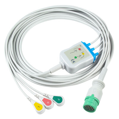 Emtel Fx2000 EKG-kabels en looddraad 12pin connector EKG-kabel 3 5 Lead IEC AHA Snap Grabber Clip