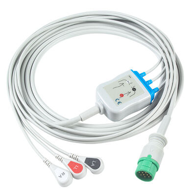 Emtel Fx2000 EKG-kabels en looddraad 12pin connector EKG-kabel 3 5 Lead IEC AHA Snap Grabber Clip