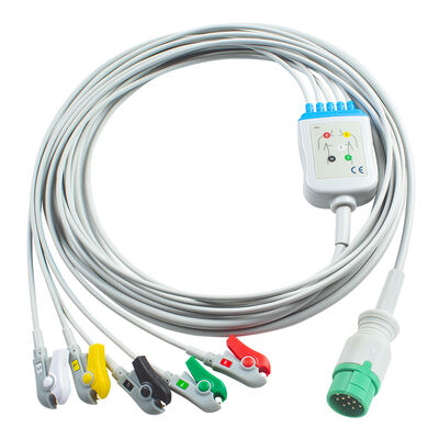 Emtel Fx2000 EKG-kabels en looddraad 12pin connector EKG-kabel 3 5 Lead IEC AHA Snap Grabber Clip