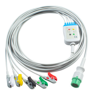 Ecomed ECG Cables and Leadwires 12pin Connector ECG Cable 3 5 Lead IEC AHA Snap Grabber Clip