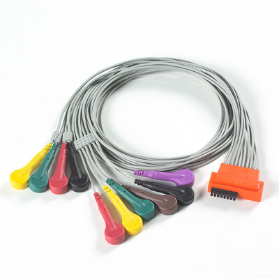 Compatibele Cardioline TouchECG HD+ 10 Lead Holter ECG-kabel met TPU-materiaal en IEC-kleurcodering