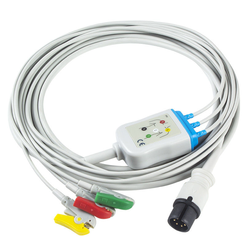 Kabel en Leadwires 3 van AAMI 6Pin ECG de Kabel van de de Klemschakelaar ECG van Loodcei