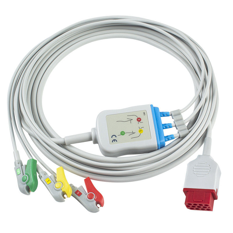 Bionet Nieuwe BM3 BM5 ECG Kabels en Leadwires 12 Kabel 3 van Pin Connector ECG de Klem van Loodcei Grabber