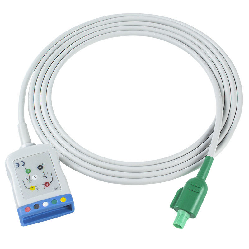 Datascope/Maquet/Getinge 12 pin ECG-trunkkabel naar ECG 5 leadkabel IEC AHA single pin ECG-leadwires