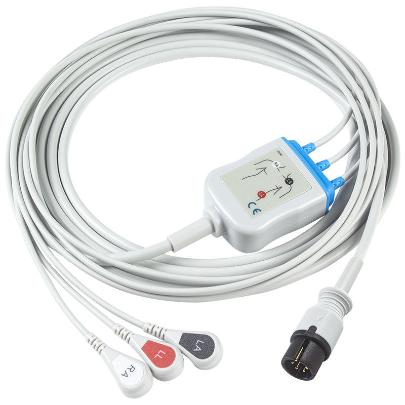 Edan Compatible Direct-Connect ECG Kabel en looddraad 6Pin Universal AAMI 3Lead AHA Snap