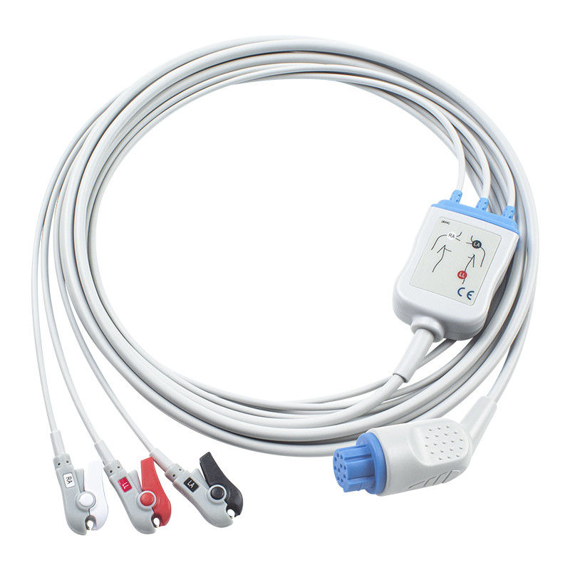 Voor Artema S&W Compatible Direct-Connect ECG Cable en leadwires 3Lead AHA Grabber