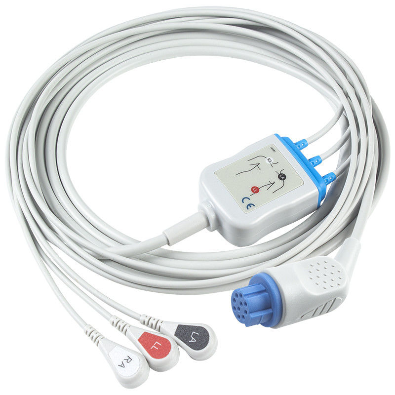 Voor Datex Ohmeda Compatible Direct-Connect ECG kabel en looddraad 3Lead AHA Snap