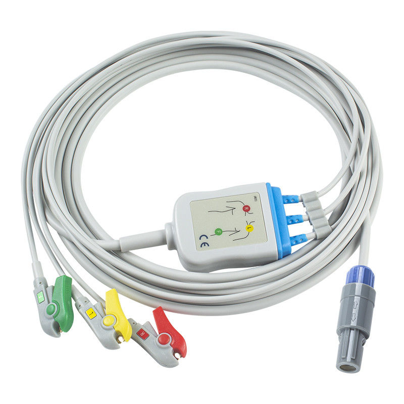 GE Healthcare Vivid Compatible Direct-Connect ECG kabel en looddraad voor 3Lead IEC Grabber