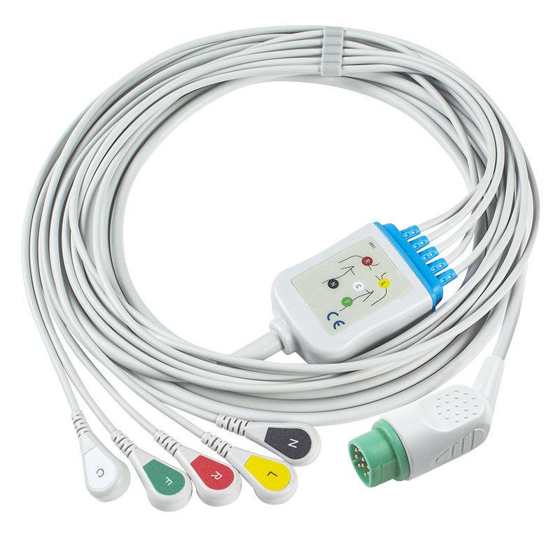 Compatibel S-iemens Drager 5 Lead Iec Snap Ecg Lead Cable / Ecg Lead Wire Set
