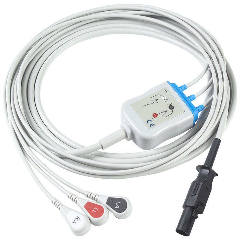 Voor Welch Allyn Compatible Aha Iec Ecg Cable 008-0880-00 3 Lead Aha Snap