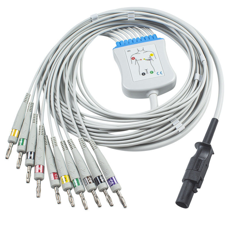 Mortara 60-00180-01 q-Spanning 60-00181-01 electrocardiogramkabel en Leadwires 12 Banaan 4,0 van Speldcei