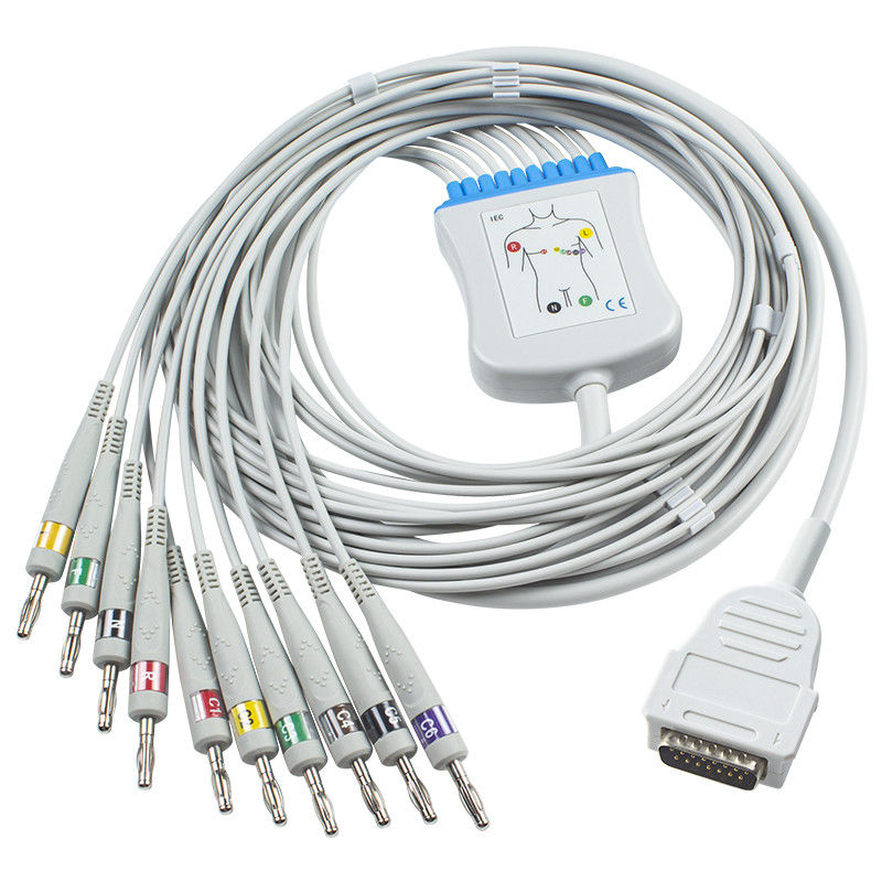 Mortara Directe Burdick verbindt Verduistering 400 Atria 3100 Eerste CEI-Banaan 4,0 7704 electrocardiogramkabel 10Lead van electrocardiogramkabel 012-0844-01