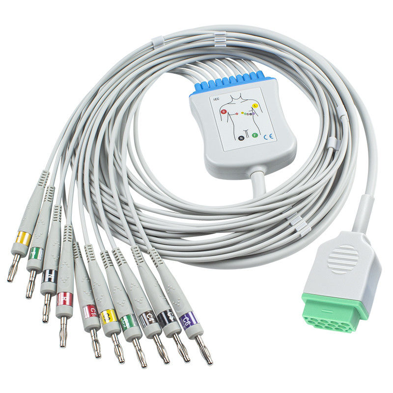 GE Healtcare Marquette 10 de Kabel van het loodelectrocardiogram voor van cath-Laboratorium van de Module ZONNEcei Streepjeeagle mac lab PDM Banaan 4,0