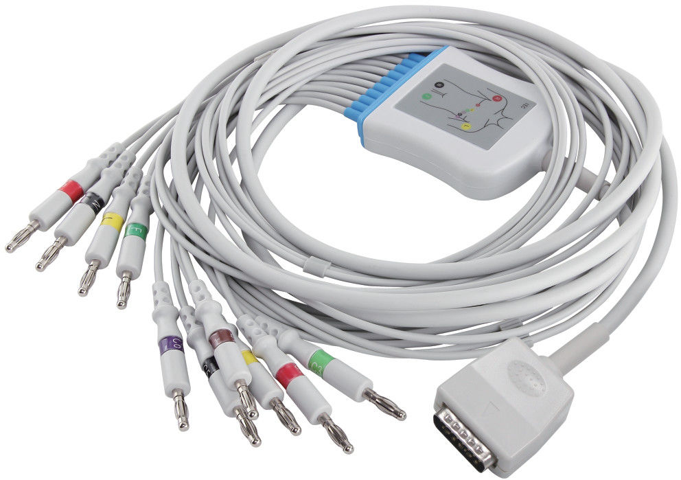 Van de het electrocardiogramkabel van Nihonkohden 45502-NK de q-Spanning ECG electrocardiogramkabel voor 5151A 5403A bsm-6501A en Leadwires-de Banaanschakelaar van CEI 4,0