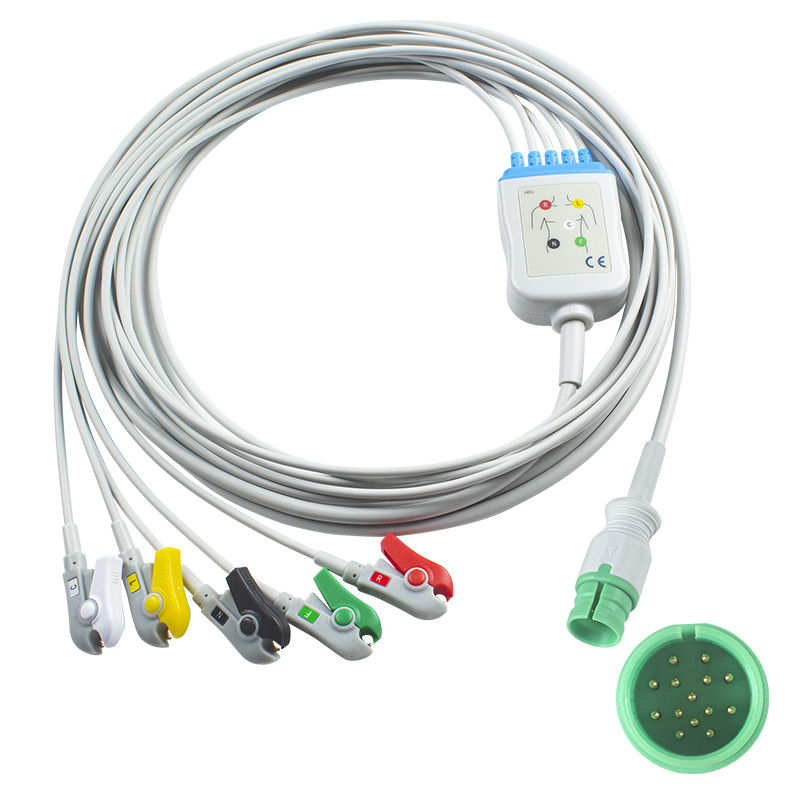 Promed PM-12 PM-12C PM-12D EKG-kabels en looddraad 14pin Connector EKG-kabel 3 Lead IEC snap