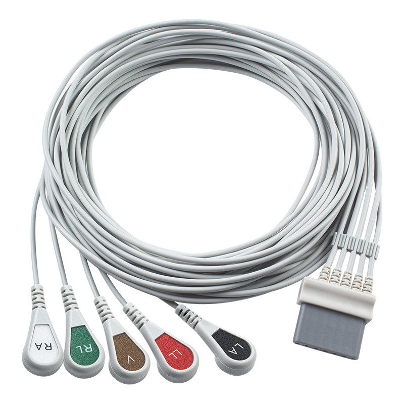 Schiller-ECG-kabels en looddraad 7pins Connector ECG-kabel 5 Lead IEC snap grabber