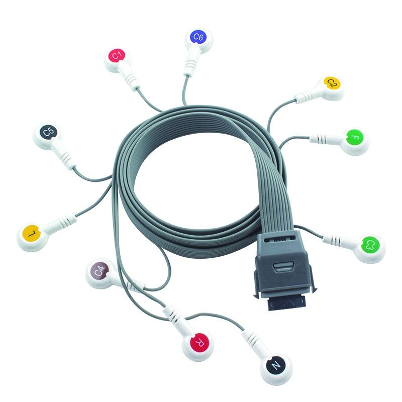 Grauw 10 Lead ECG Holter kabel compatibel voor Edan Biomedisch Instrument IEC Snap