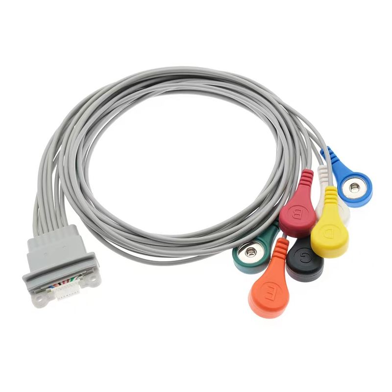 Compatibel voor Schiller Medilog AR12 Plus EKG Holter kabel 7Lead IEC Snap AR4 Plus FD5