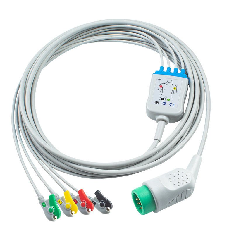 Snap/Pinch Patient End 4Lead ECG kabel voor Medtronic Lifepak 20e AHA/IEC kleur codering