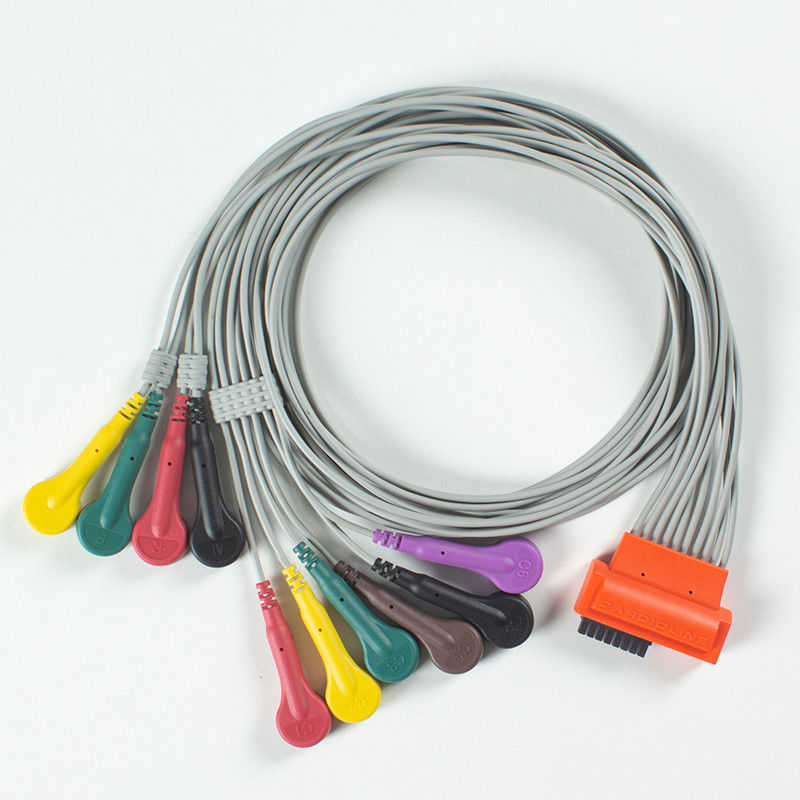 Compatibele Cardioline Touch ECG 10Lead ECG kabel IEC Snap met grijs en oranje TPU