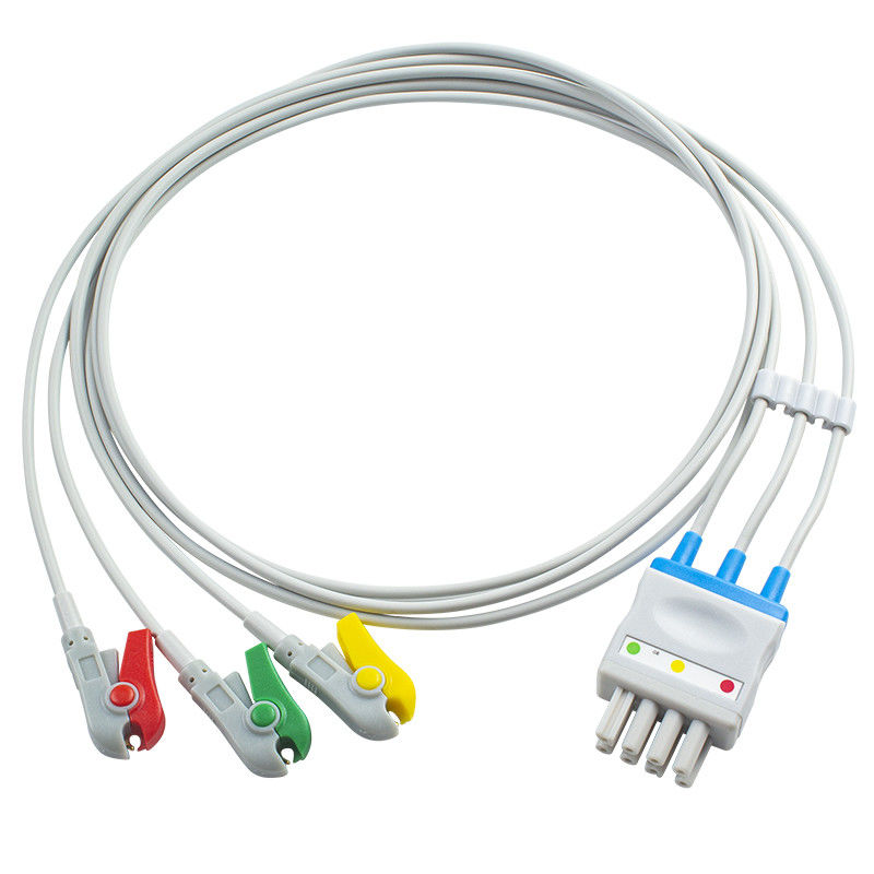 De Kabel br-906P br-903PA K911A van Nihonkohden ECG plaatste de Klem van 3 Loodgrabber aan Dubbele 4 Pin Connector
