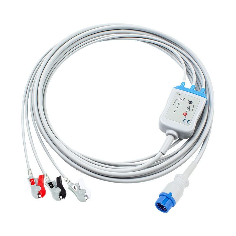 Innomed Cardio-Aid CA360-B defibrillator 12-pins ECG EKG-kabel en geleidingsdraden 3 afleidingen