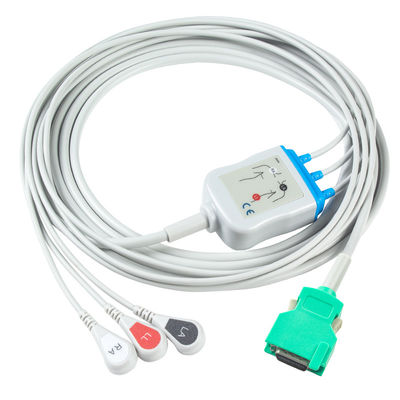 Voor Nihon Kohden Compatible Direct-Connect ECG kabel en looddraad 3Lead AHA Snap